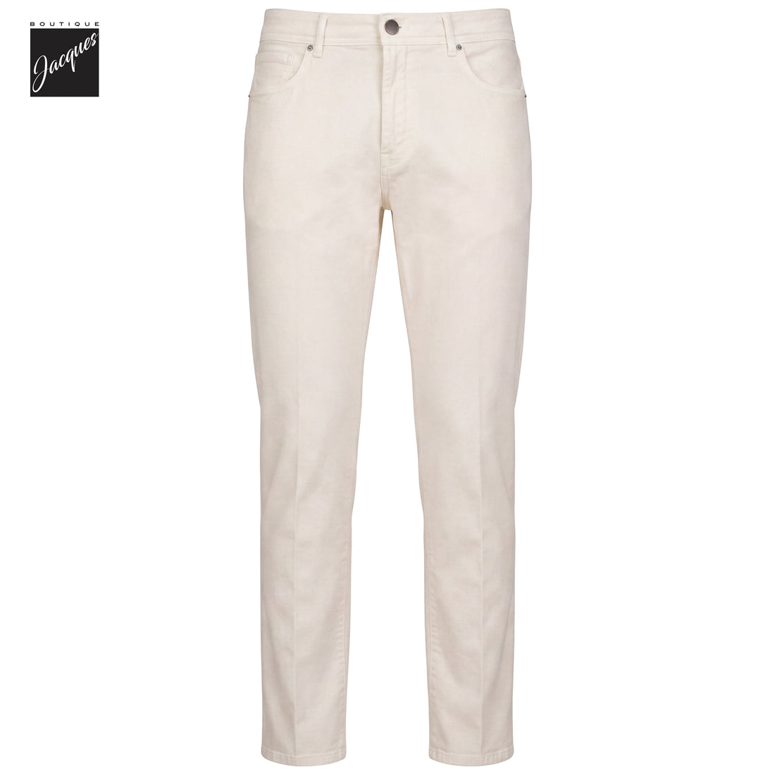 Ecru Gabardine Cotton-Stretch Morello Slim Fit Five Pocket Pants - Berwich