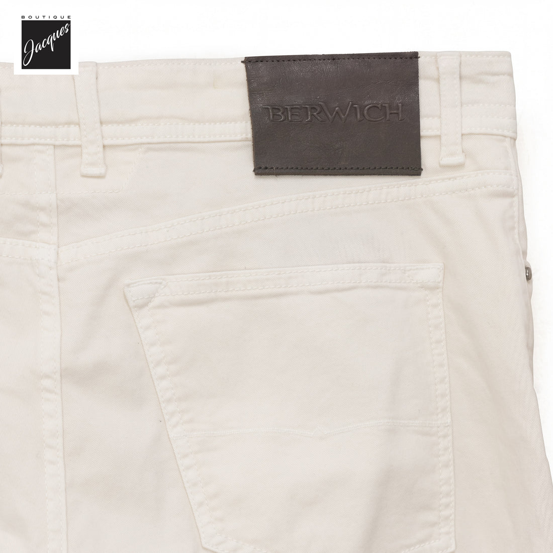 Ecru Gabardine Cotton-Stretch Morello Slim Fit Five Pocket Pants - Berwich