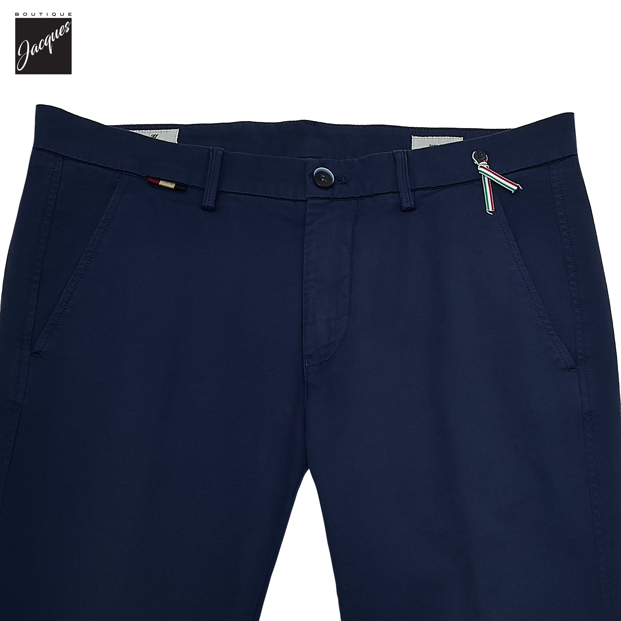 Mid Blue Gaberdine Stretch Torino Slim Fit Chino Pants - Mason's - Boutique Jacques International