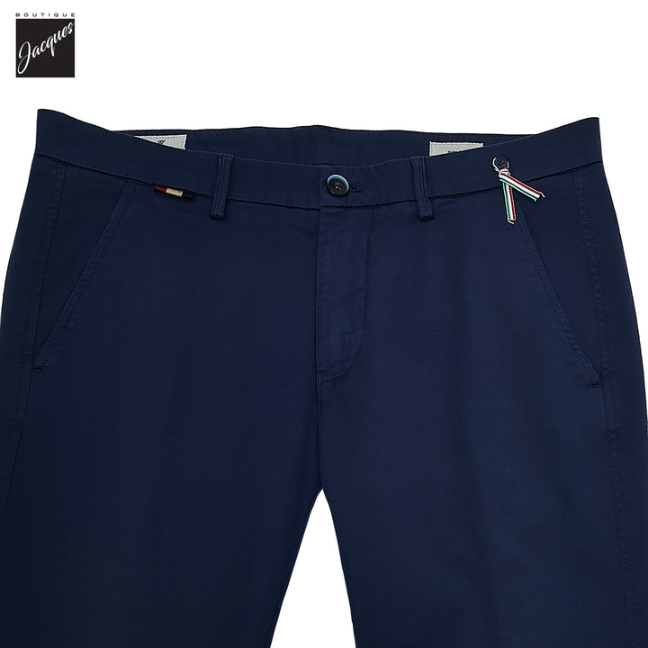 Mid Blue Gaberdine Stretch Torino Slim Fit Chino Pants - Mason's - Boutique Jacques International