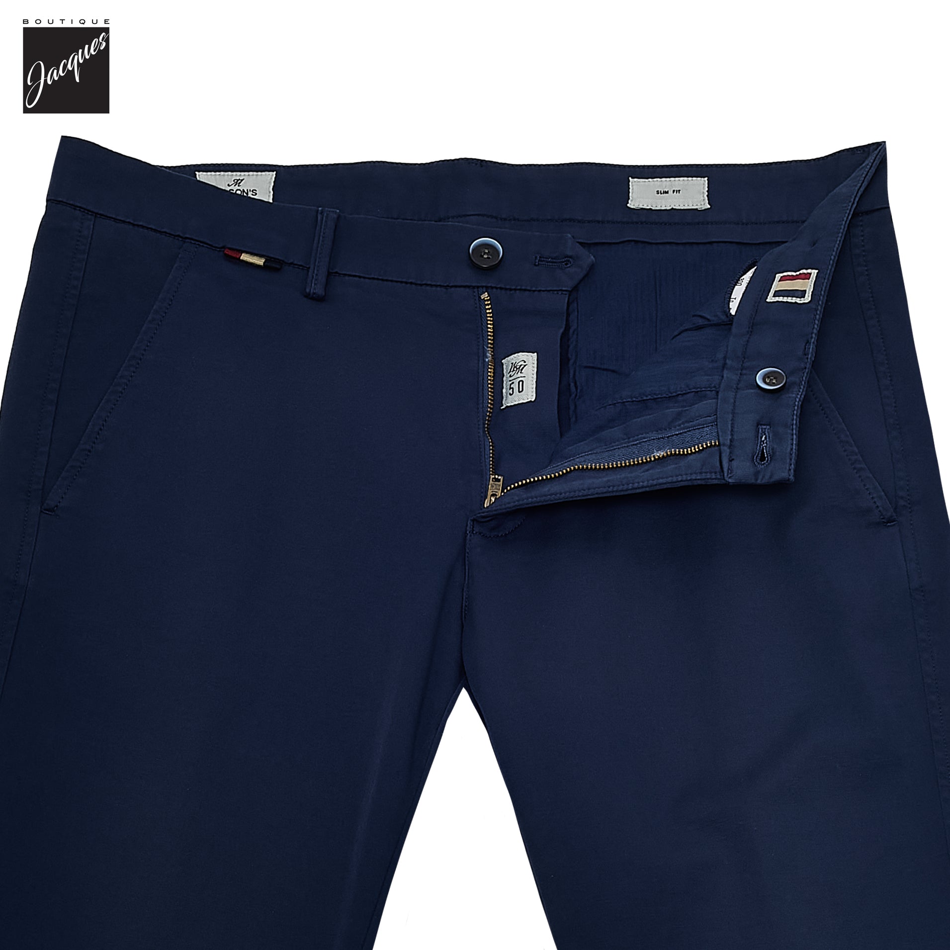 Mid Blue Gaberdine Stretch Torino Slim Fit Chino Pants - Mason's - Boutique Jacques International