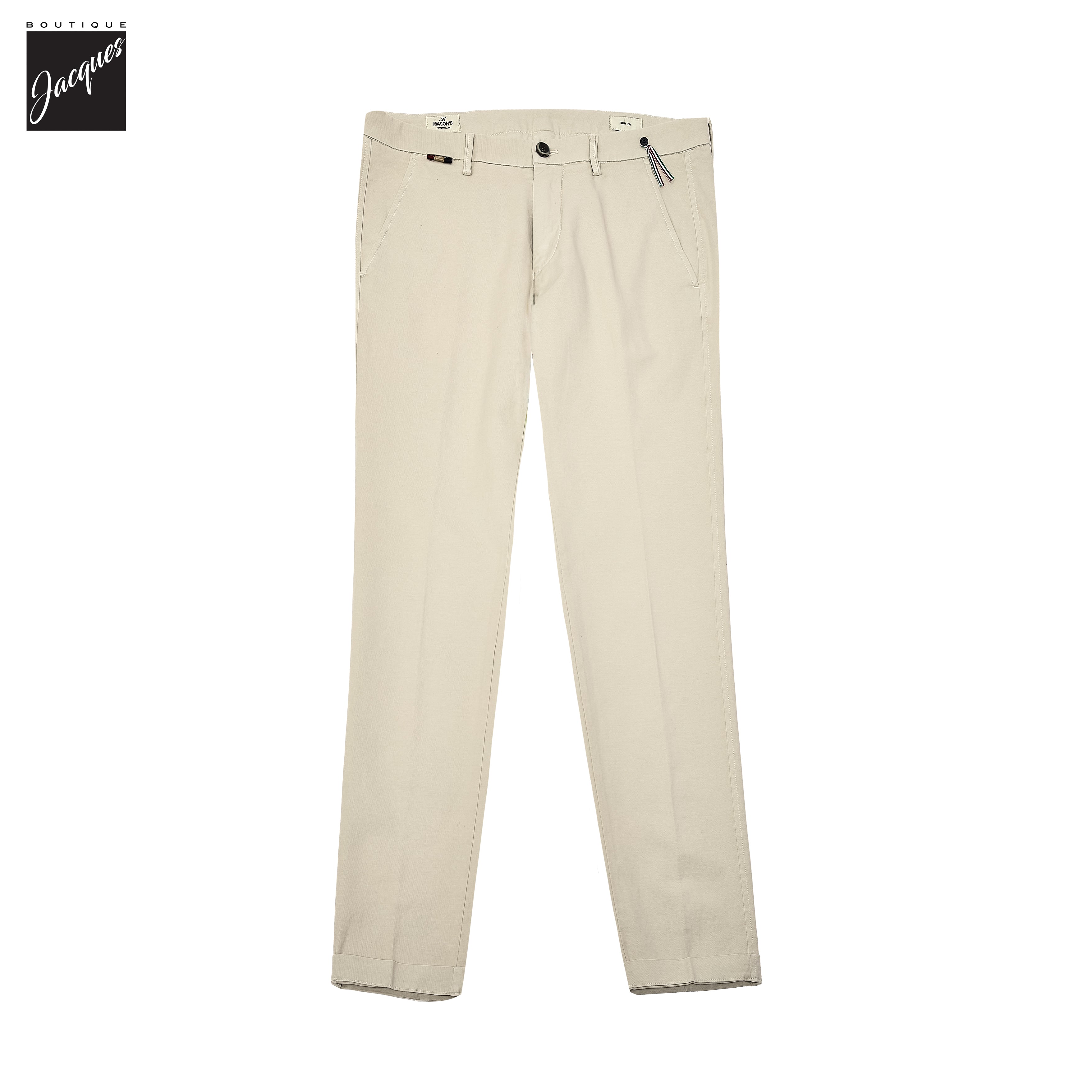 Light Beige Gaberdine Stretch Torino Slim Fit Chino Pants - Mason's - Boutique Jacques International