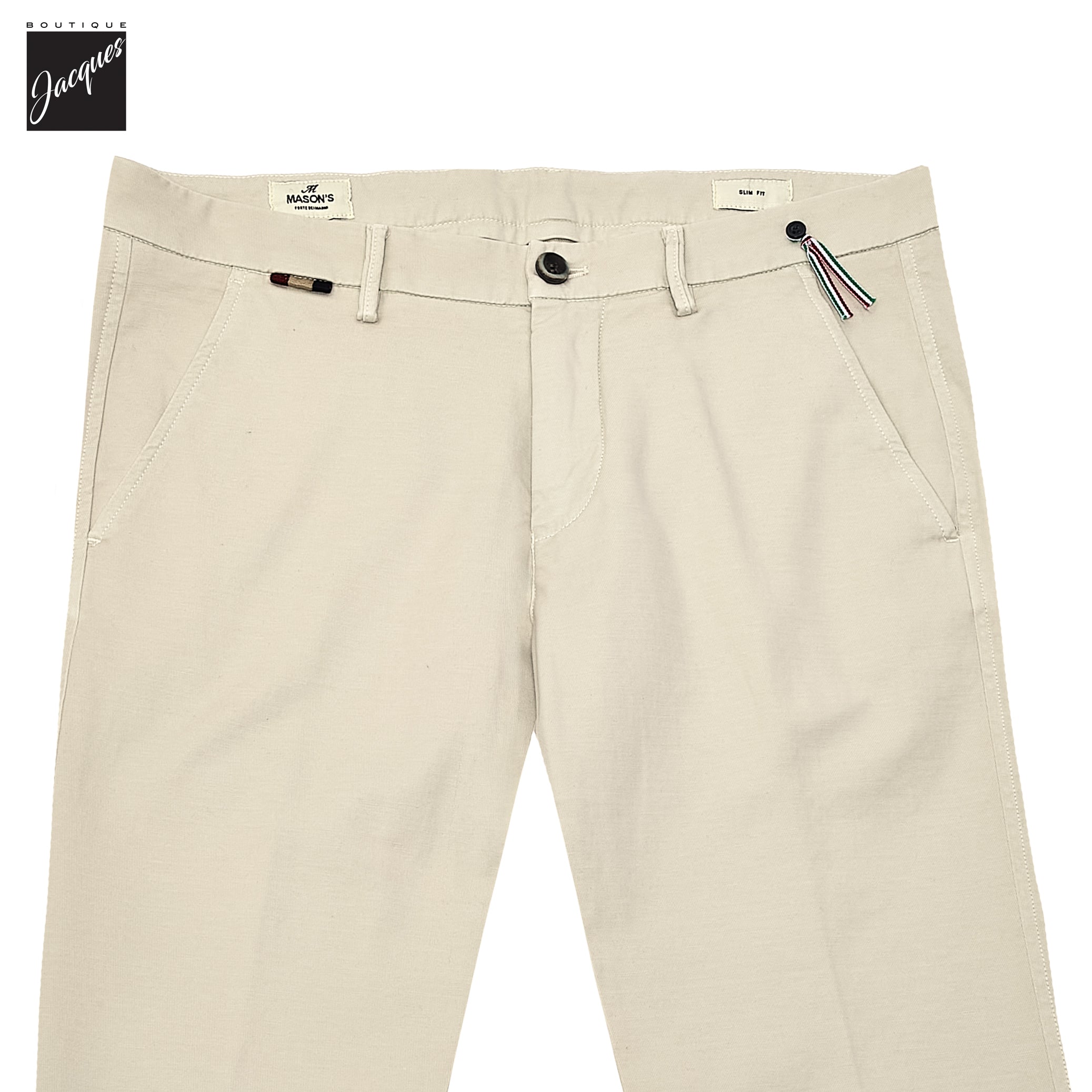 Light Beige Gaberdine Stretch Torino Slim Fit Chino Pants - Mason's - Boutique Jacques International