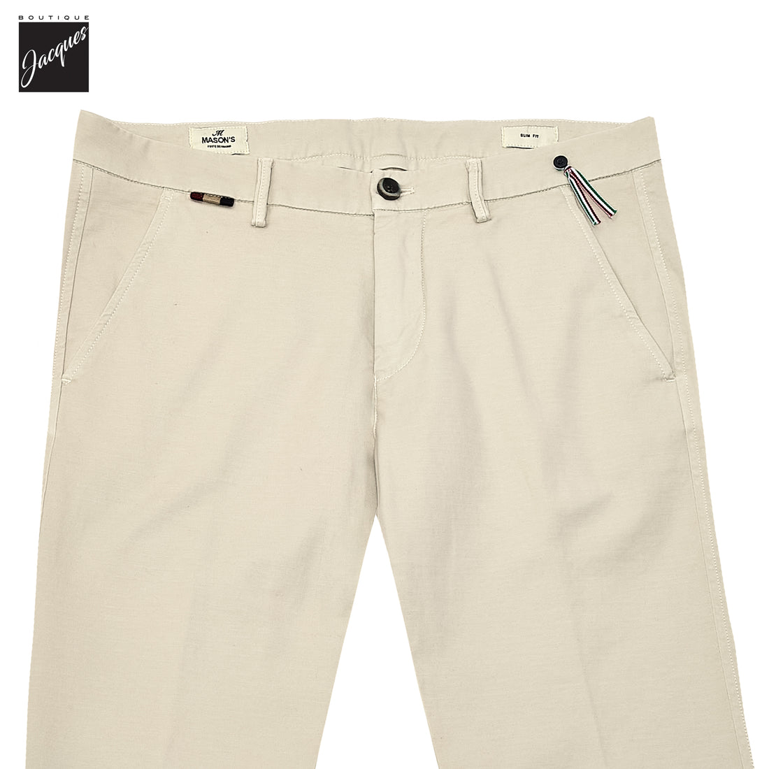 Light Beige Gaberdine Stretch Torino Slim Fit Chino Pants - Mason's - Boutique Jacques International
