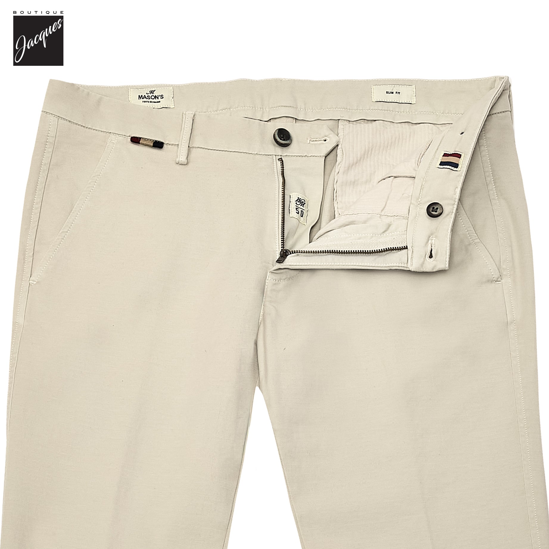 Light Beige Gaberdine Stretch Torino Slim Fit Chino Pants - Mason's - Boutique Jacques International