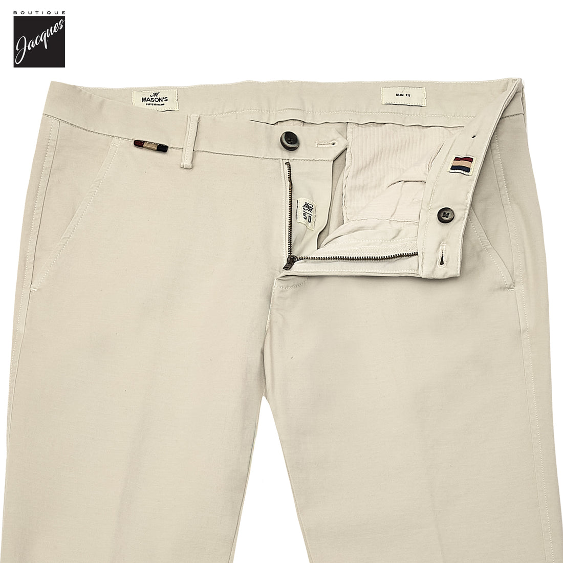 Light Beige Gaberdine Stretch Torino Slim Fit Chino Pants - Mason's - Boutique Jacques International