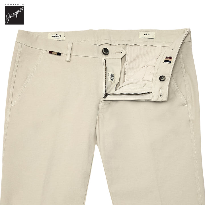 Light Beige Gaberdine Stretch Torino Slim Fit Chino Pants - Mason's - Boutique Jacques International