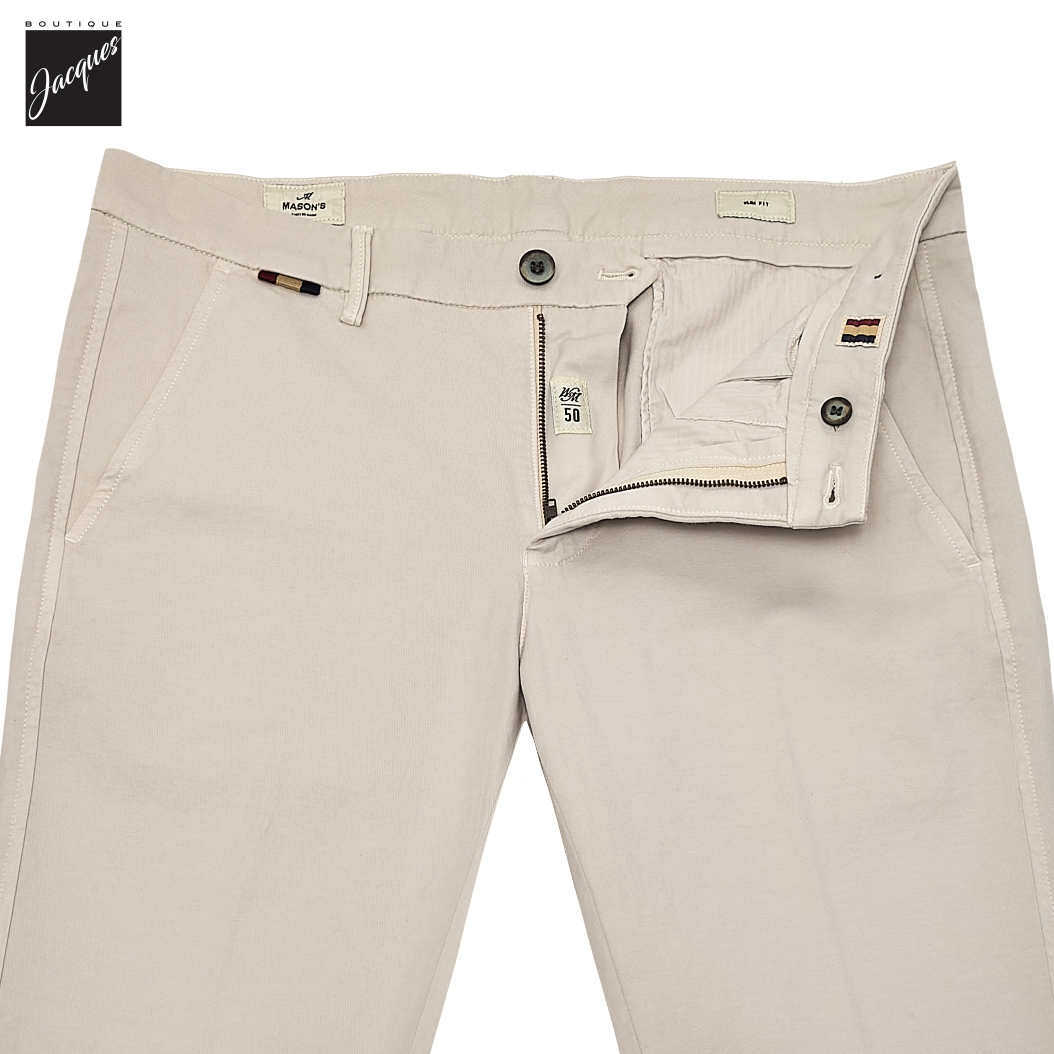 Bone Gaberdine Stretch Torino Slim Fit Chino Pants - Mason's - Boutique Jacques International