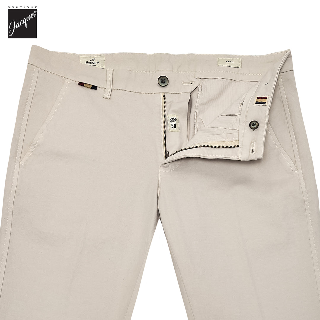 Bone Gaberdine Stretch Torino Slim Fit Chino Pants - Mason's - Boutique Jacques International
