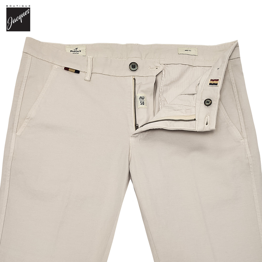 Bone Gaberdine Stretch Torino Slim Fit Chino Pants - Mason's - Boutique Jacques International