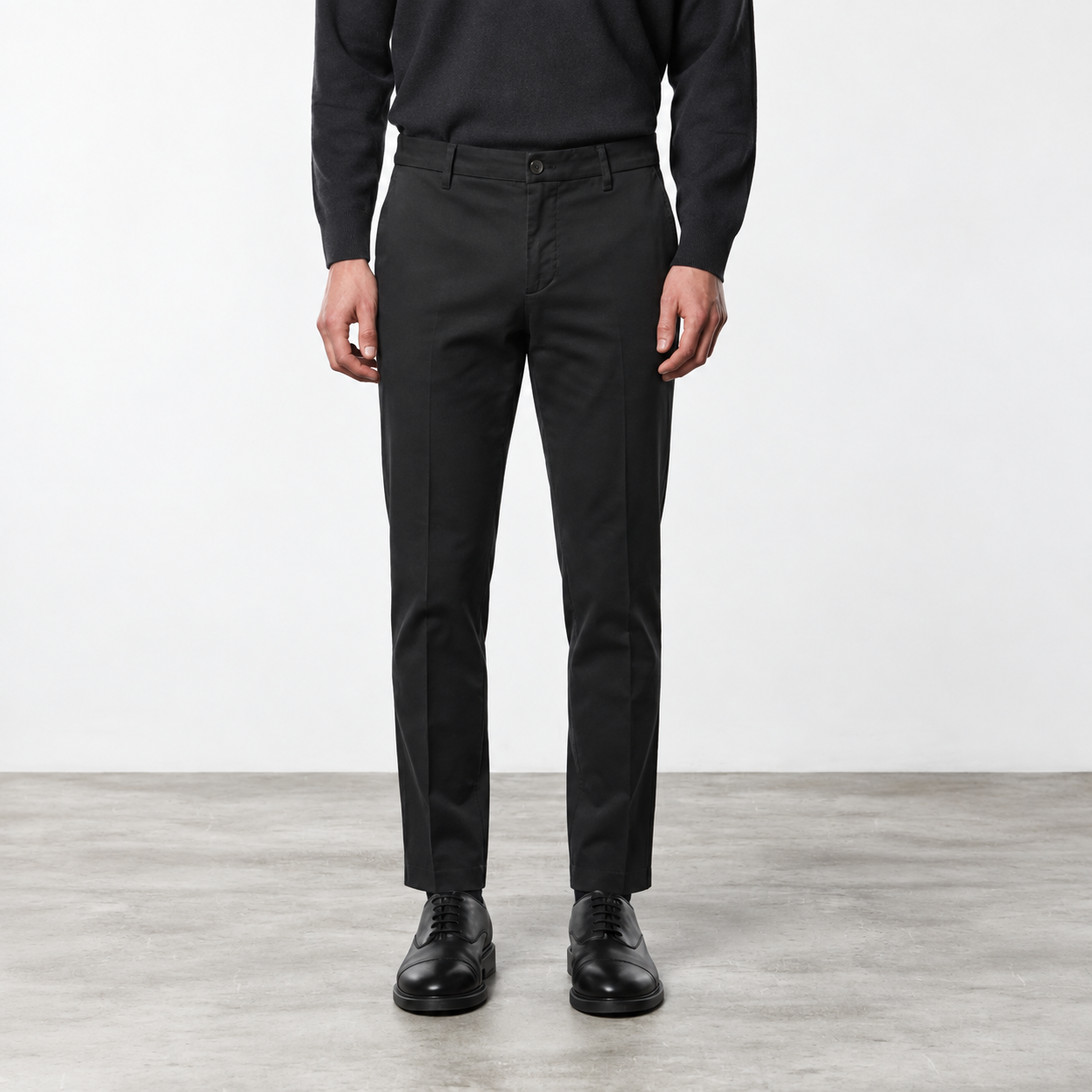 Black Cotton-Lyocell Twill Slim Fit Chino Pants - Mason's