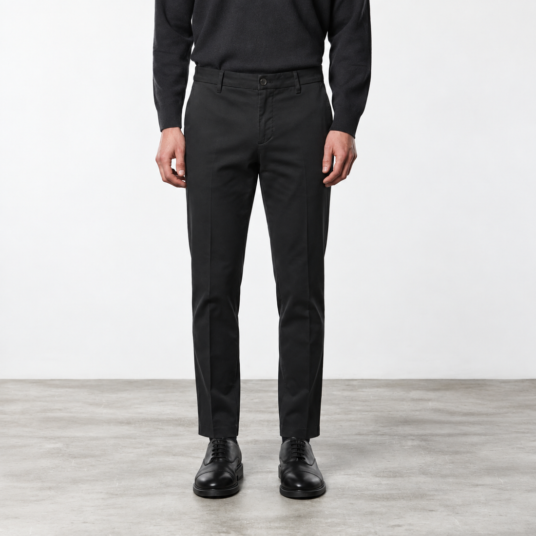 Black Cotton-Lyocell Twill Slim Fit Chino Pants - Mason's