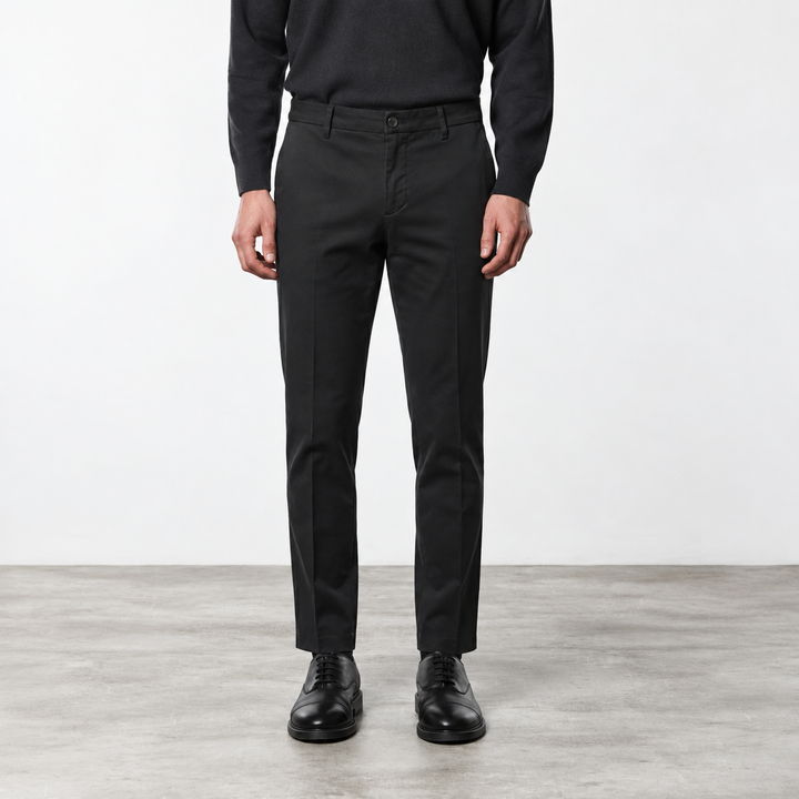 Black Cotton-Lyocell Twill Slim Fit Chino Pants - Mason's