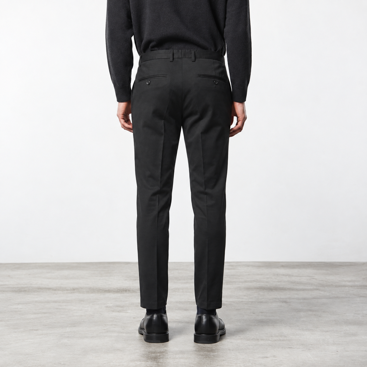 Black Cotton-Lyocell Twill Slim Fit Chino Pants - Mason's