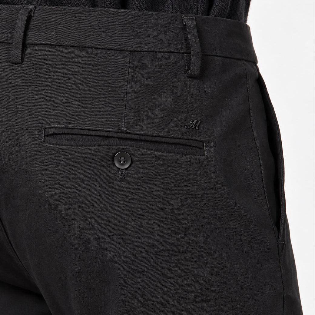 Black Cotton-Lyocell Twill Slim Fit Chino Pants - Mason's