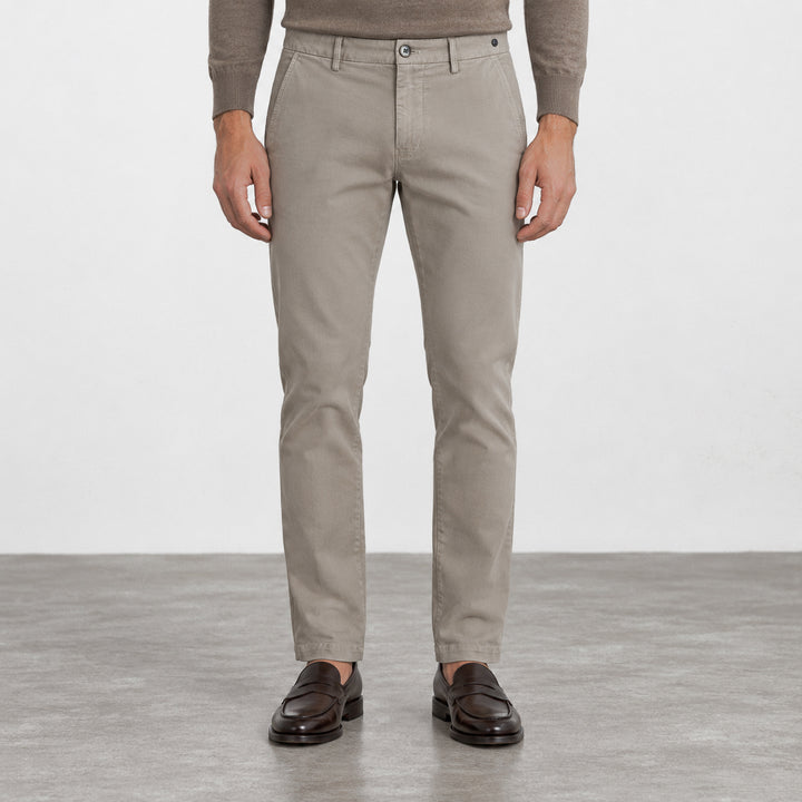 Putty Taupe Cotton-Lyocell Twill Slim Fit Chino Pants - Mason's
