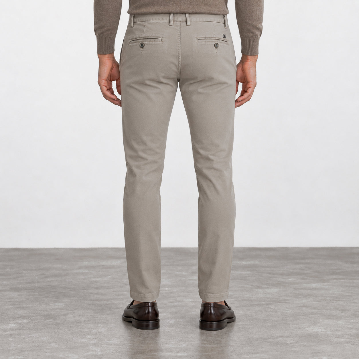 Putty Taupe Cotton-Lyocell Twill Slim Fit Chino Pants - Mason's