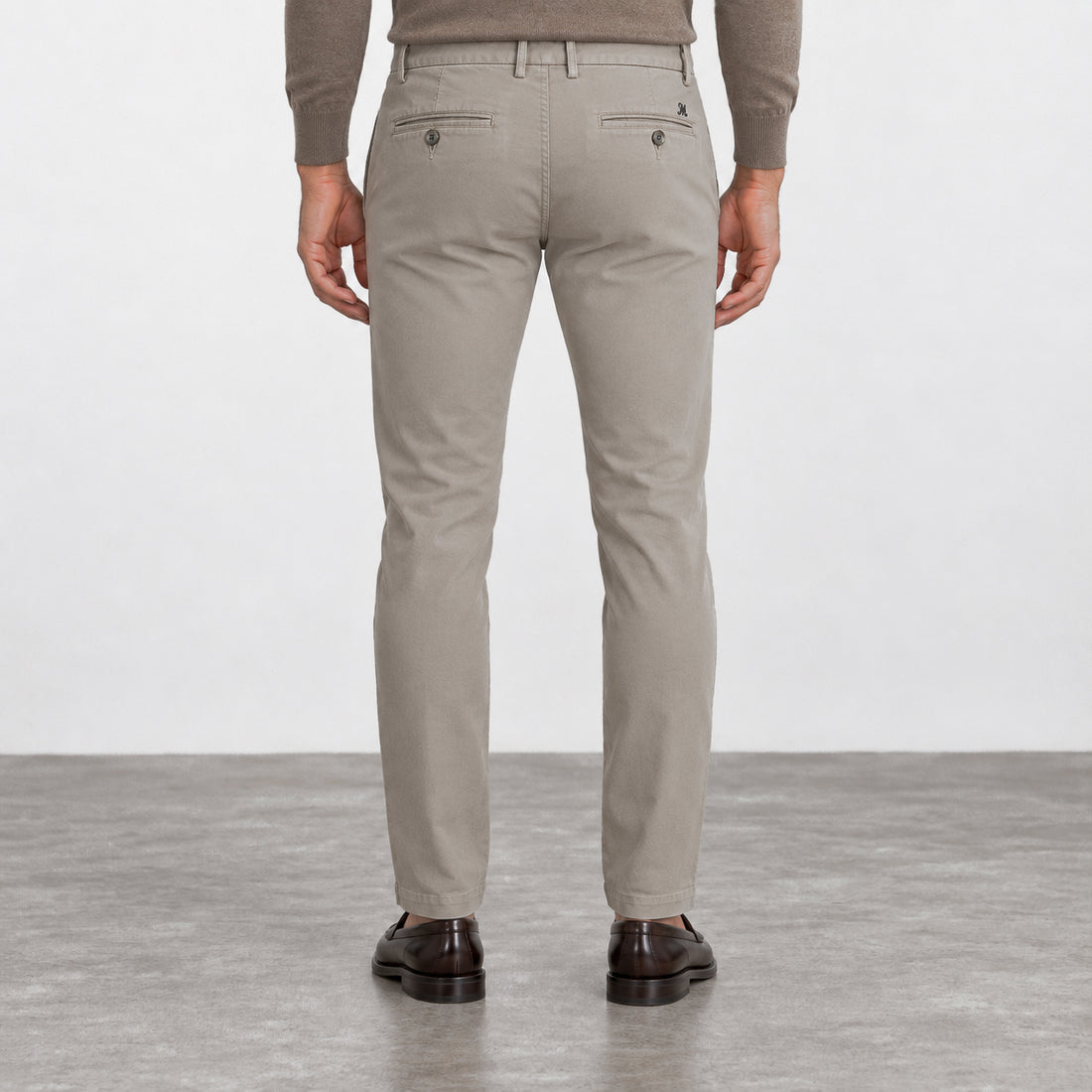 Putty Taupe Cotton-Lyocell Twill Slim Fit Chino Pants - Mason's