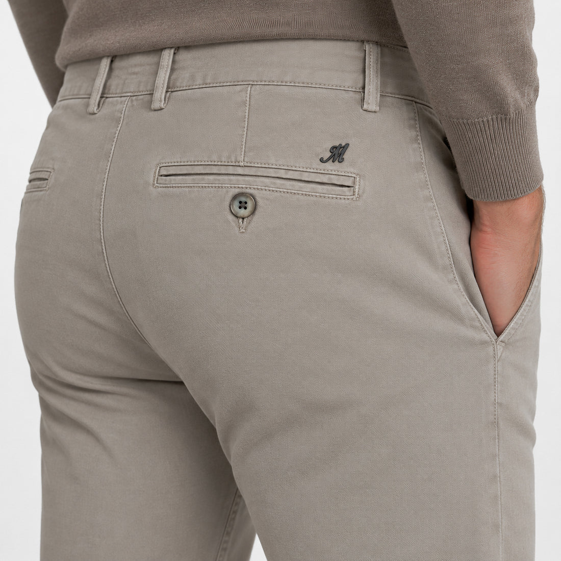 Putty Taupe Cotton-Lyocell Twill Slim Fit Chino Pants - Mason's