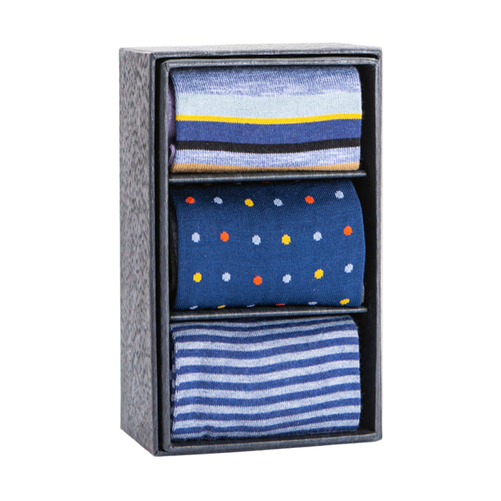 Assorted Mid-Calf Pima Cotton Dress Socks 3-Pack Gift Set No. 10 - Marcoliani