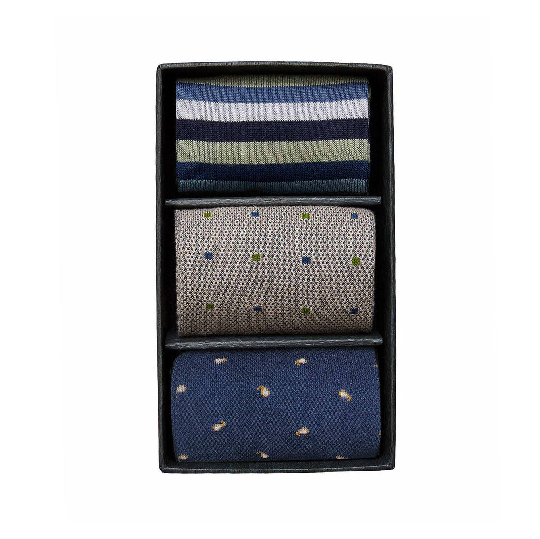 Assorted Mid-Calf Pima Cotton Dress Socks 3-Pack Gift Set No. 21 - Marcoliani