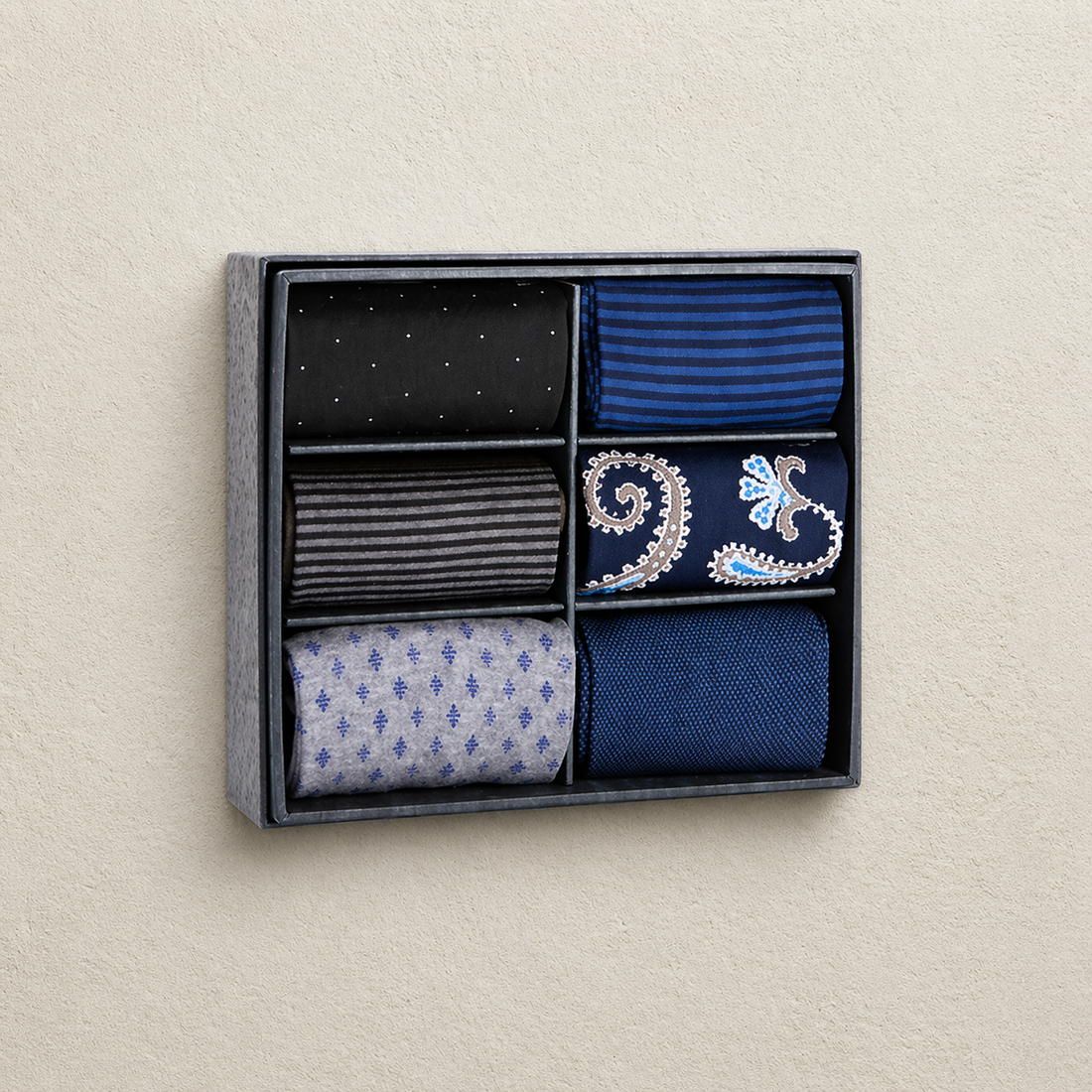 Assorted Mid-Calf Pima Cotton Dress Socks 6-Pack Gift Set No. 6 - Boutique Jacques International
