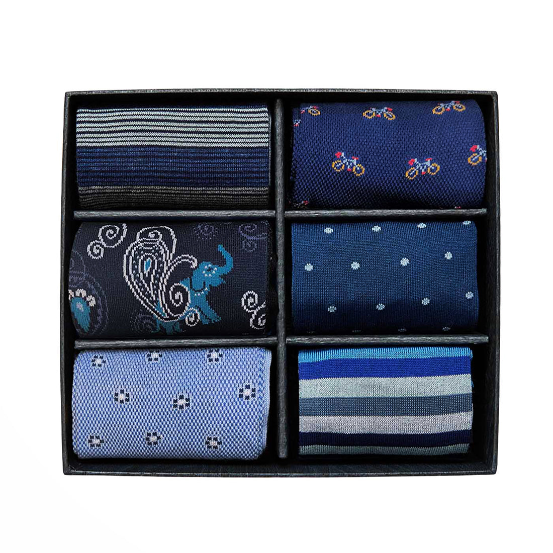 Assorted Mid-Calf Pima Cotton Dress Socks 6-Pack Gift Set No. 11 - Marcoliani