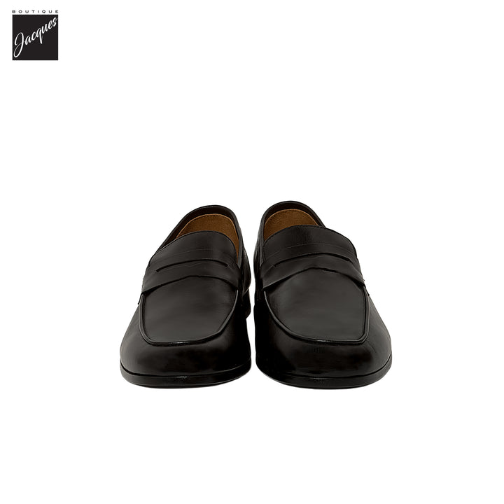 Black Smooth Leather Water-Resistant Jon Penny Loafers - AQUATALIA - Boutique Jacques International