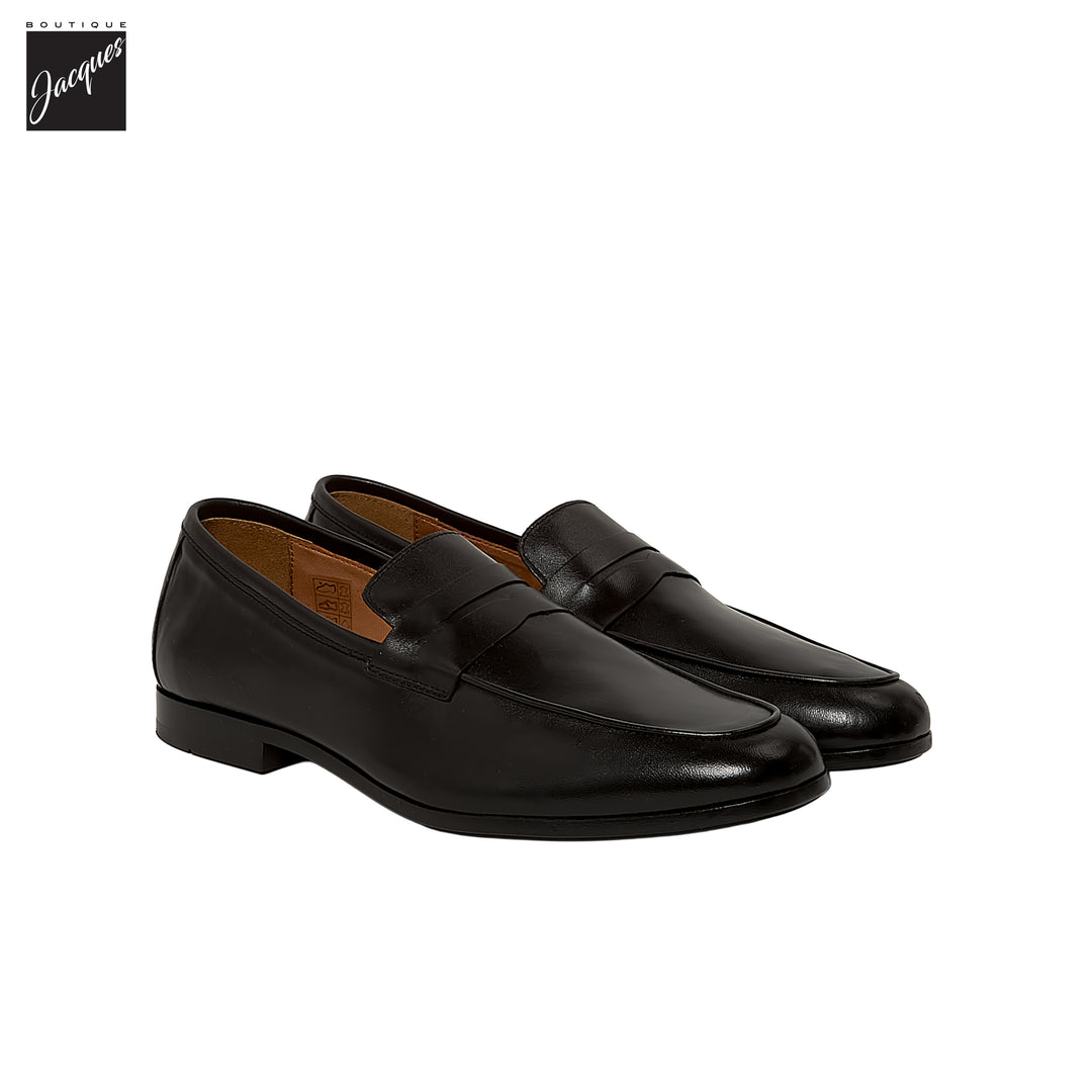 Black Smooth Leather Water-Resistant Jon Penny Loafers - AQUATALIA - Boutique Jacques International