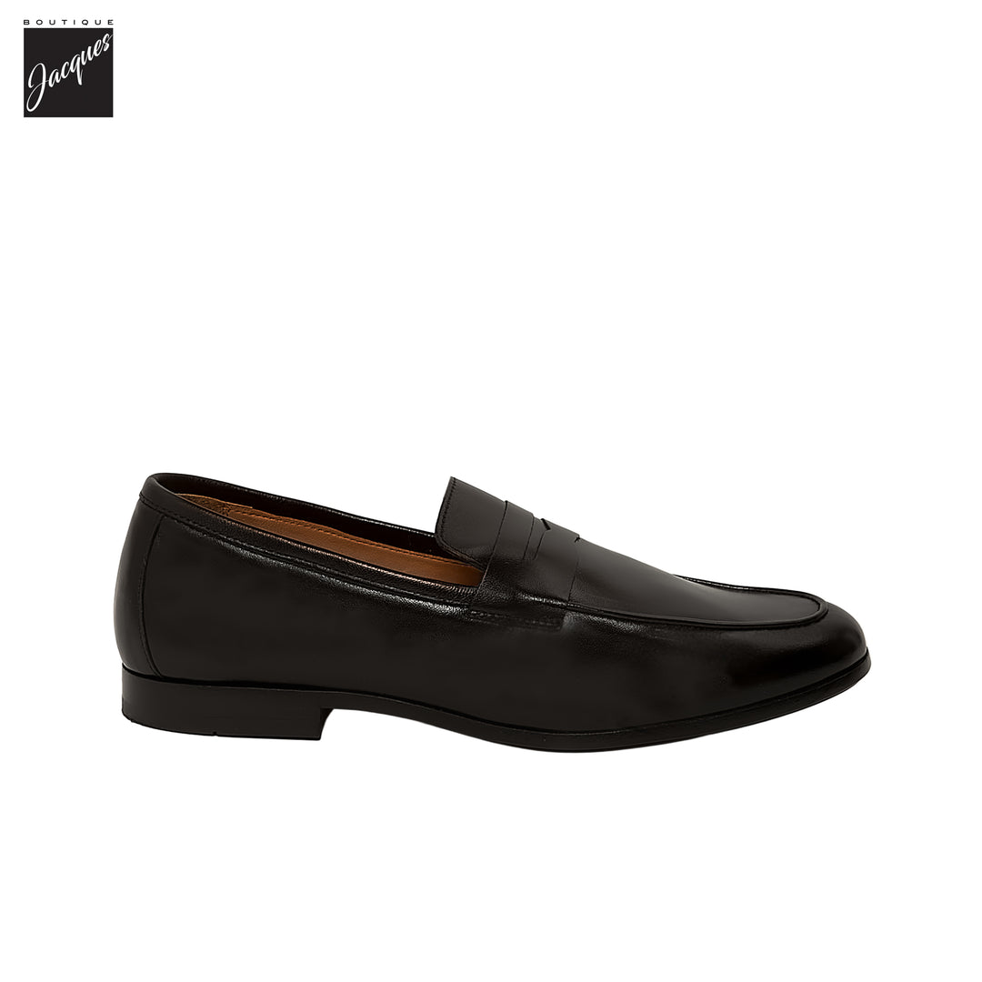 Black Smooth Leather Water-Resistant Jon Penny Loafers - AQUATALIA - Boutique Jacques International