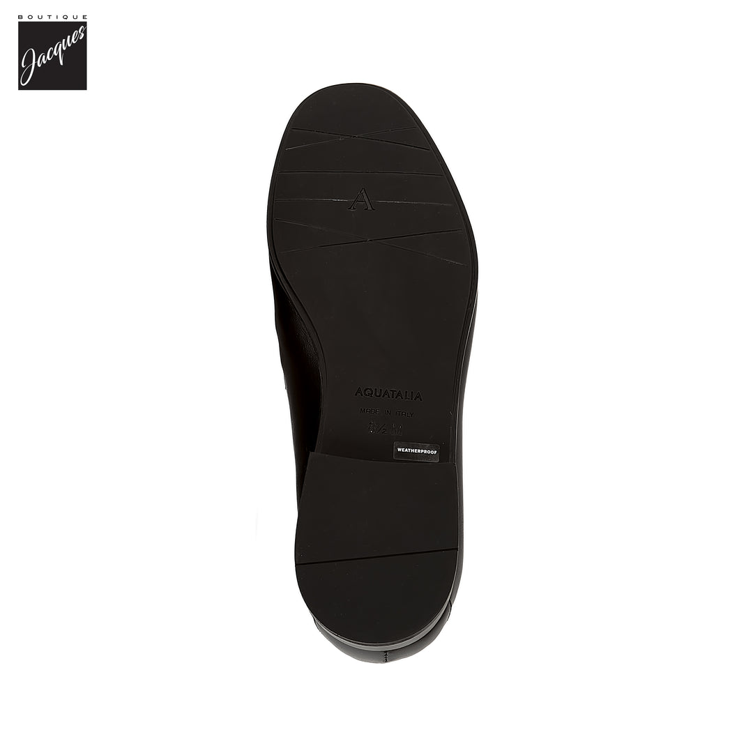 Black Smooth Leather Water-Resistant Jon Penny Loafers - AQUATALIA - Boutique Jacques International