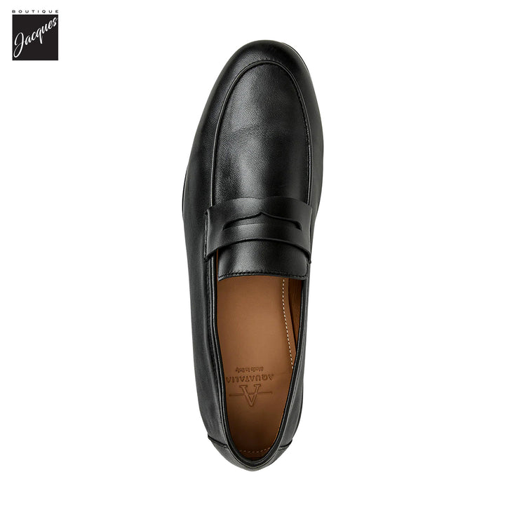 Black Smooth Leather Water-Resistant Jon Penny Loafers - AQUATALIA - Boutique Jacques International