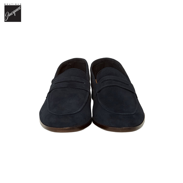 Navy Suede Leather Water-Resistant Jon Penny Loafers - AQUATALIA - Boutique Jacques International