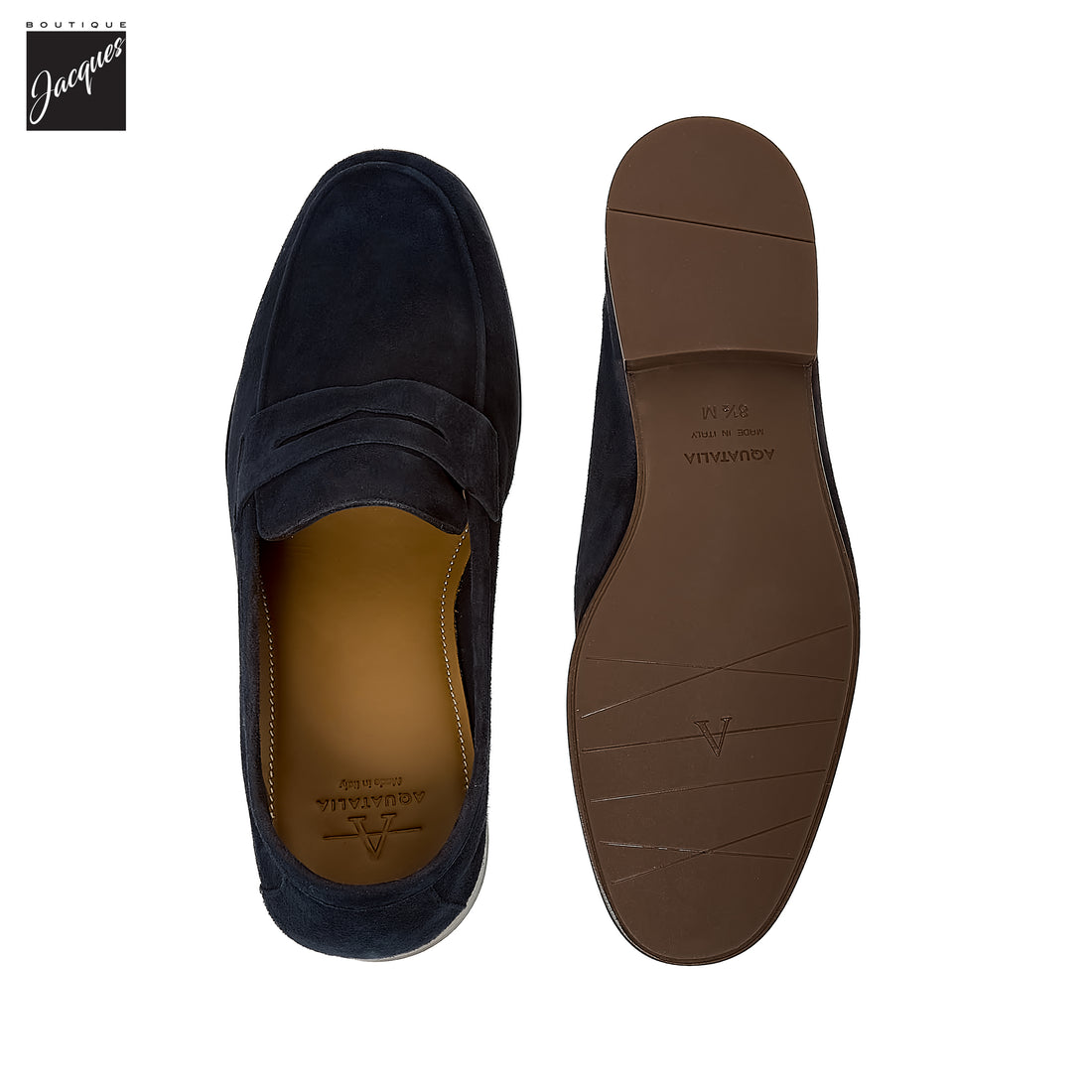 Navy Suede Leather Water-Resistant Jon Penny Loafers - AQUATALIA - Boutique Jacques International