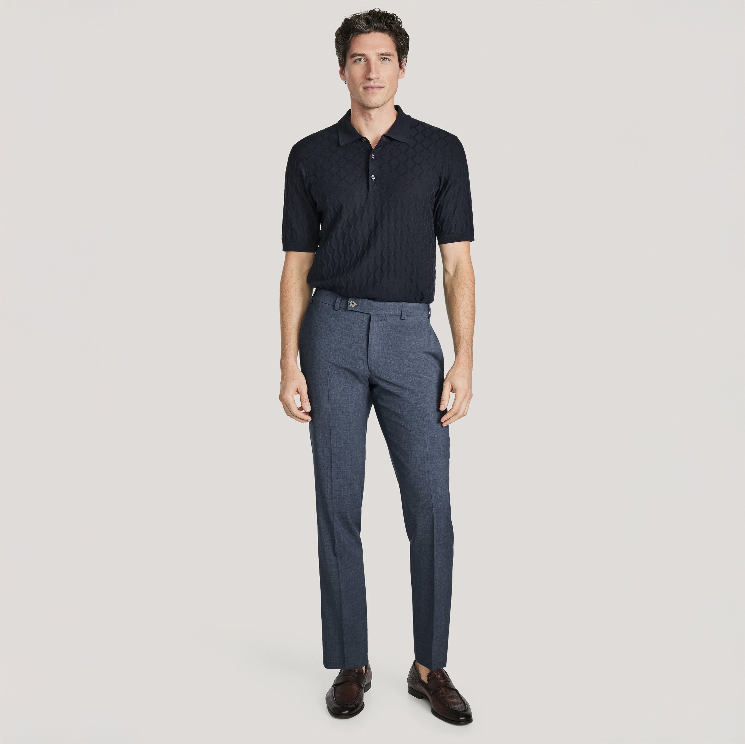 Steel Blue Performance Wool Oslo Contemporary Fit Dress Pant - Jack Victor - Boutique Jacques International