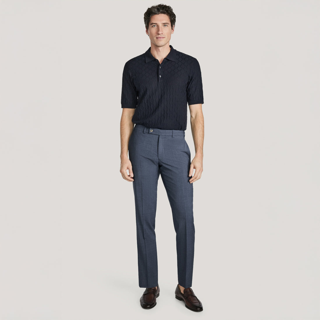 Steel Blue Performance Wool Oslo Contemporary Fit Dress Pant - Jack Victor - Boutique Jacques International