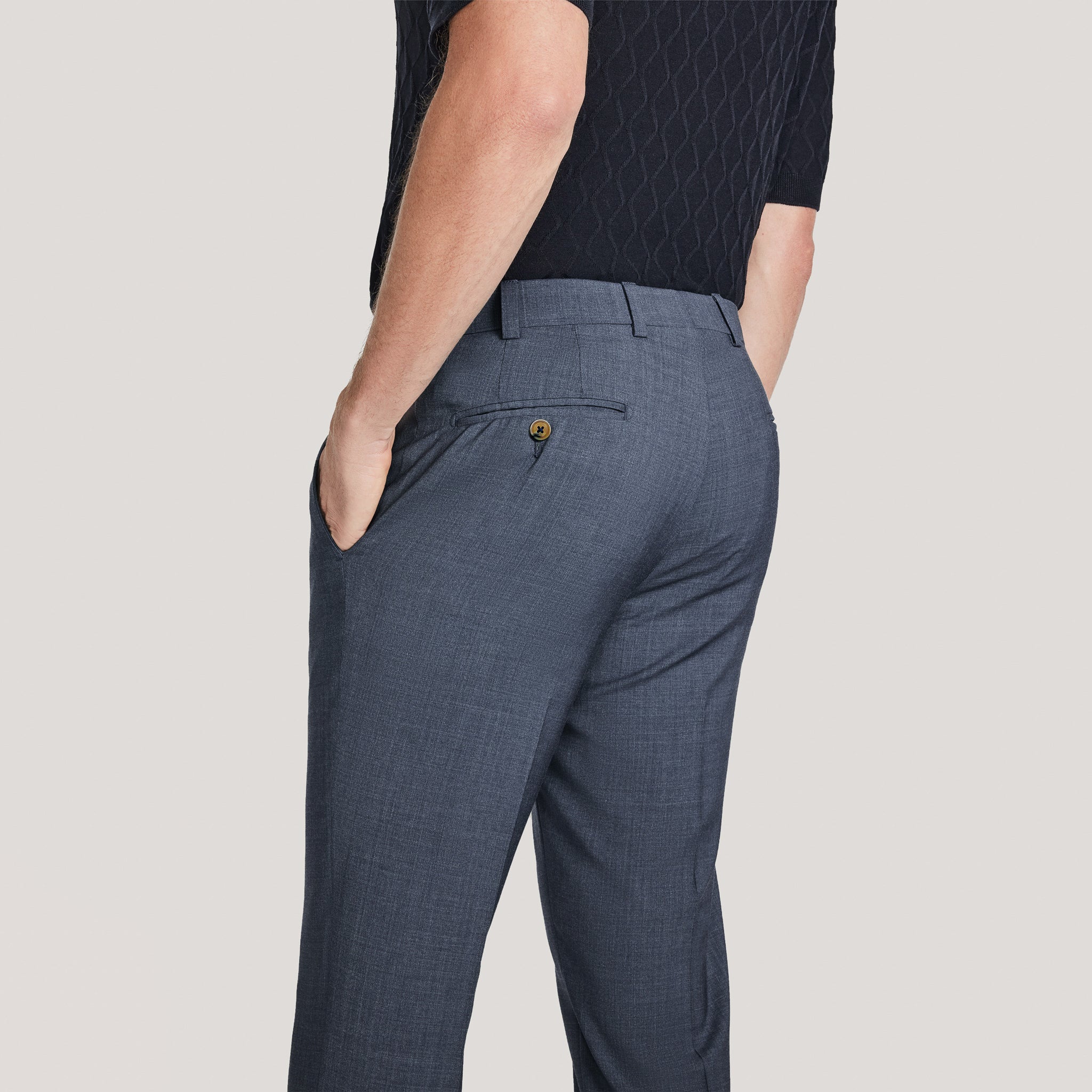 Steel Blue Performance Wool Oslo Contemporary Fit Dress Pant - Jack Victor - Boutique Jacques International