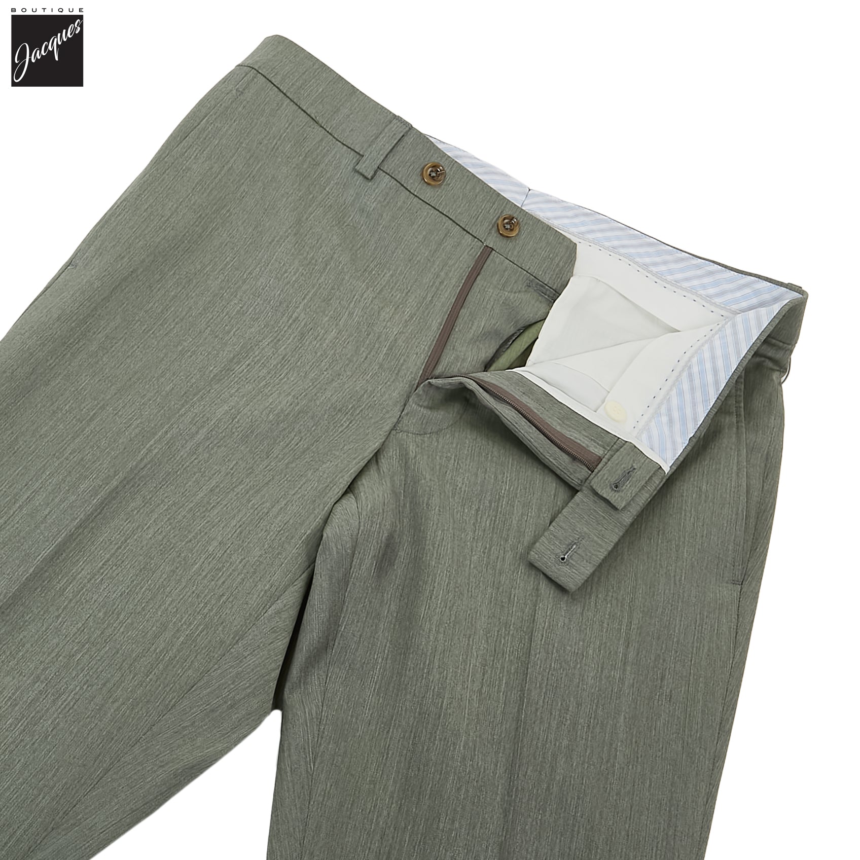Sage Green Wool Stretch Pablo Modern Fit Dress Pants - Jack Victor - Boutique Jacques International