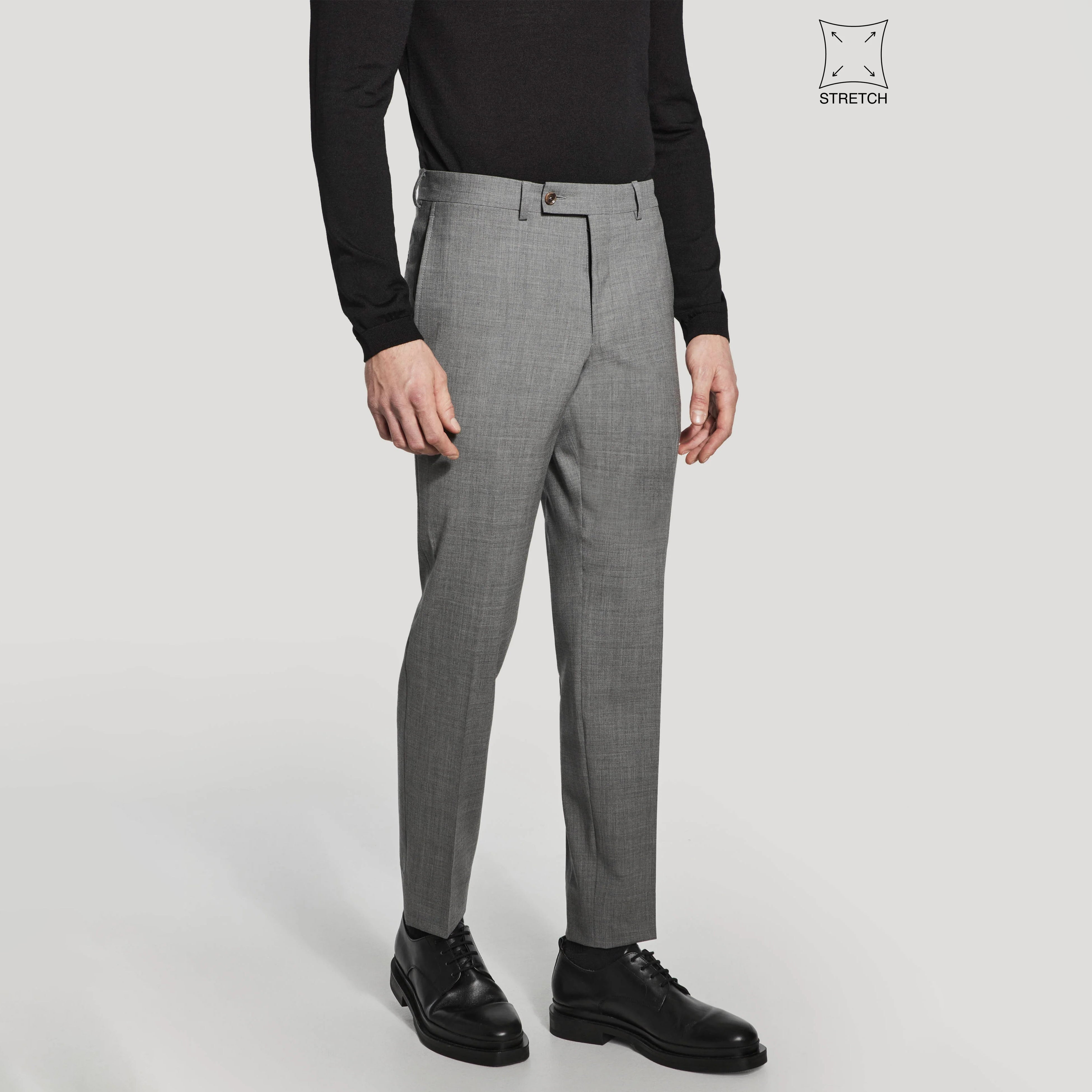 Mid Gray Tempo Wool-Stretch Patrick Modern Fit Dress Pant - Jack Victor