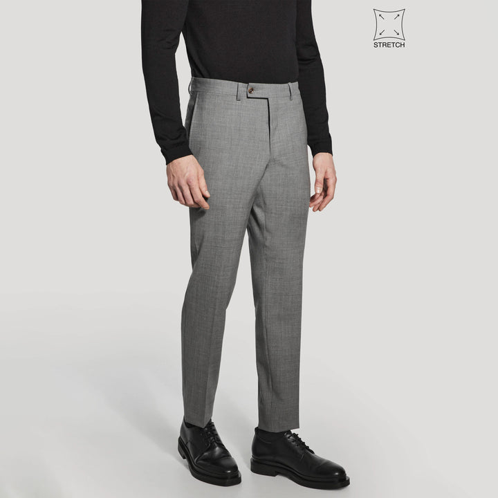 Mid Gray Tempo Wool-Stretch Patrick Modern Fit Dress Pant - Jack Victor