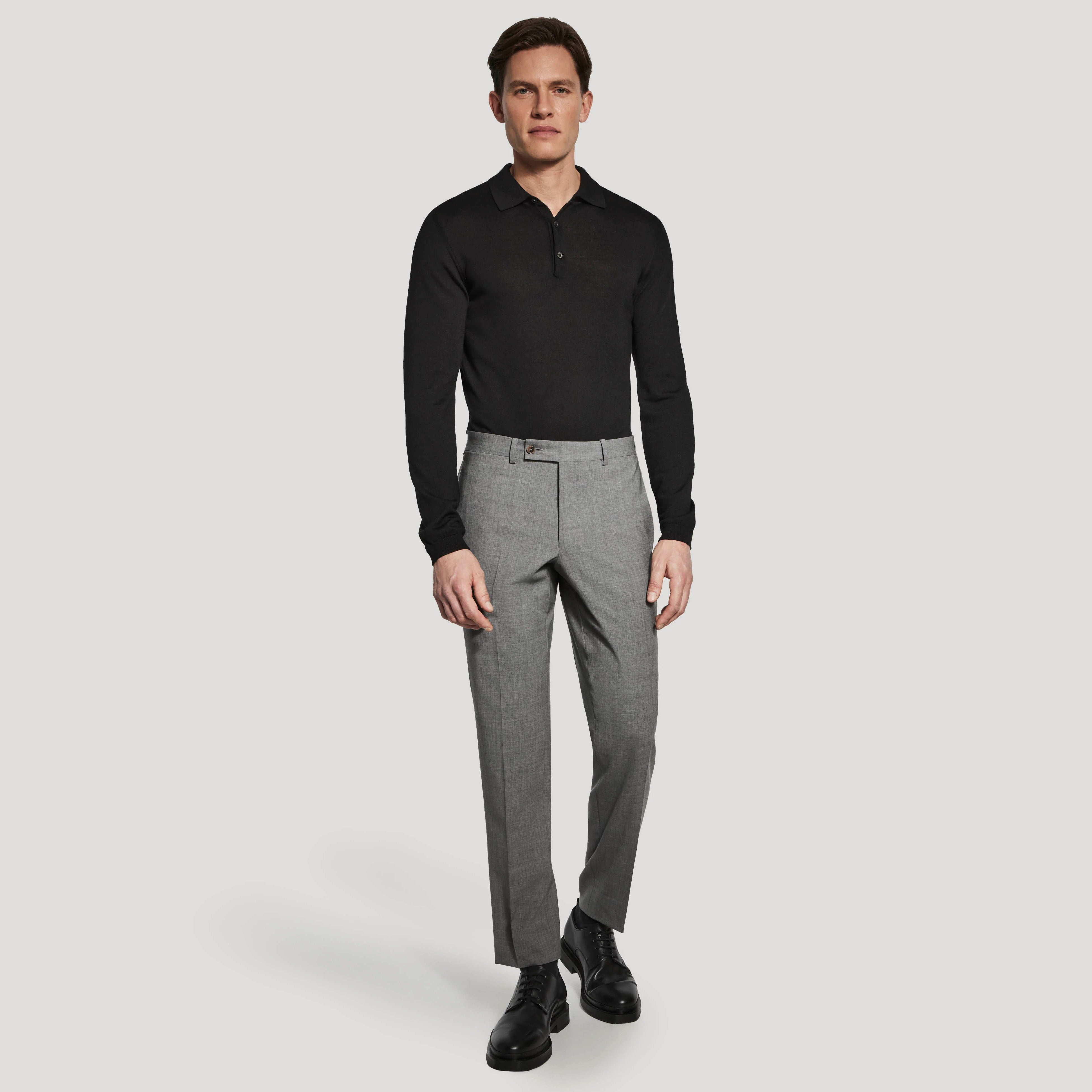 Mid Gray Tempo Wool-Stretch Patrick Modern Fit Dress Pant - Jack Victor