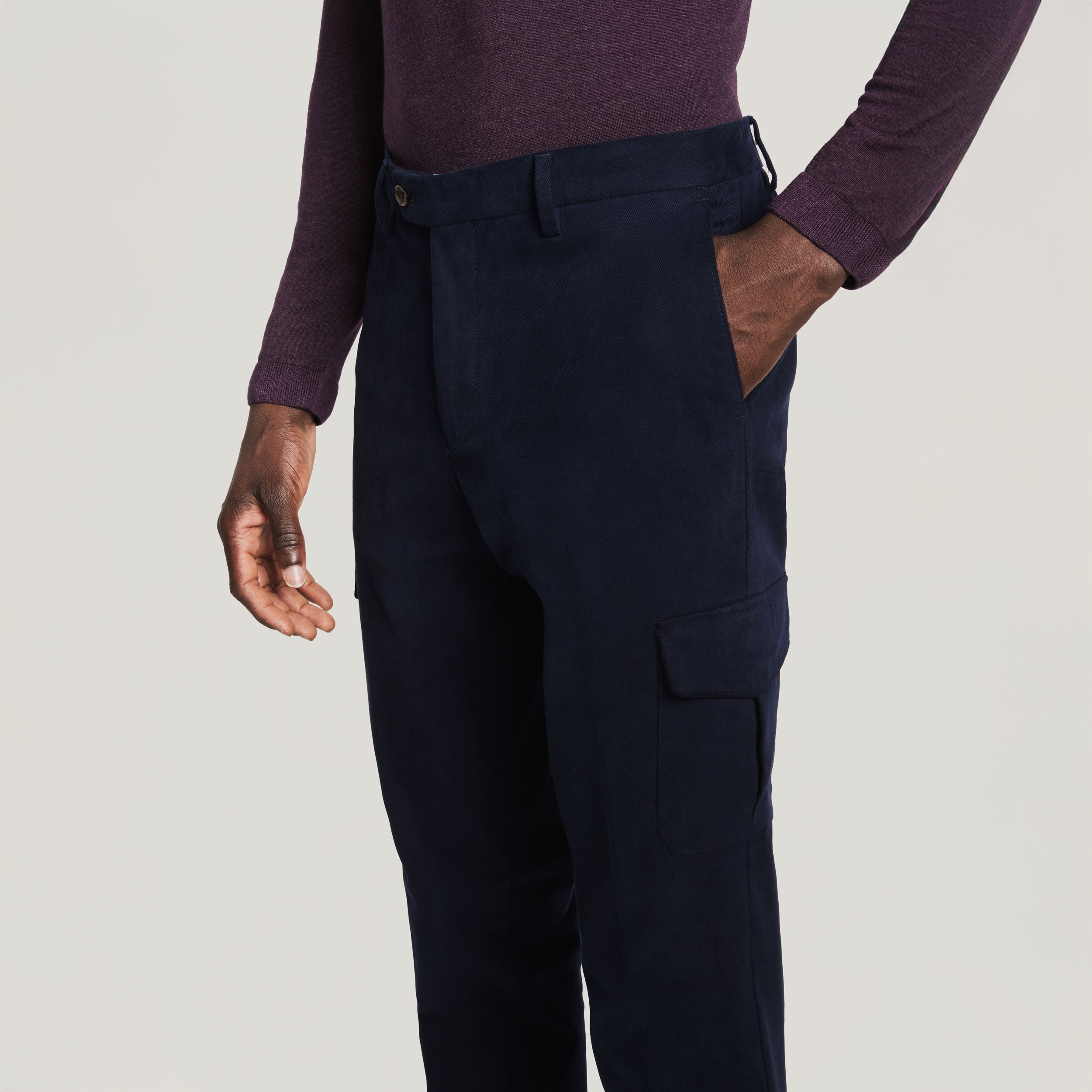 Blue Jona Brushed Cotton Modern Fit Cargo Chino Pants - Jack Victor