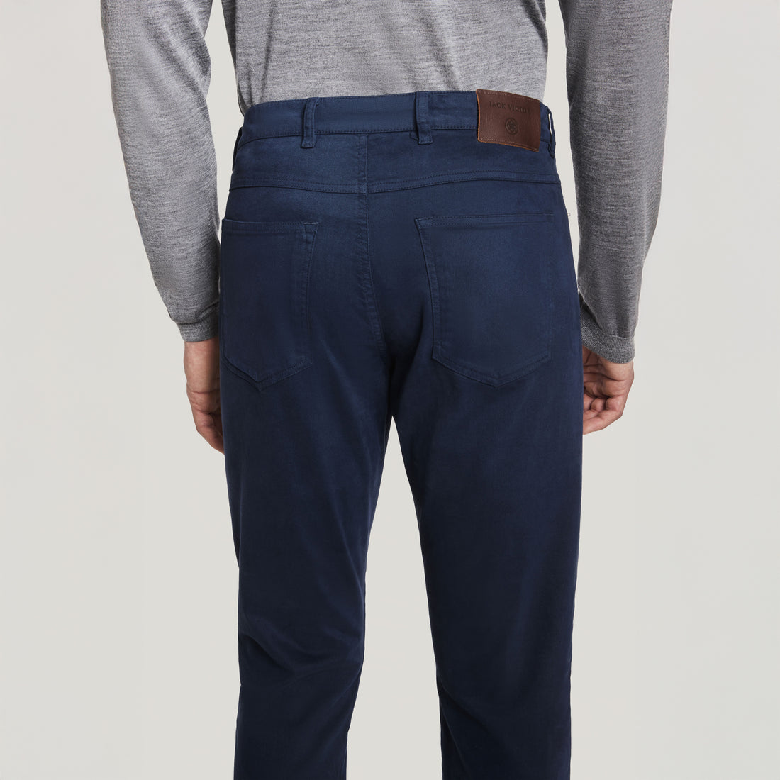 Mid Blue Jackie Brushed Cotton Modern Fit Five Pocket Pants - Jack Victor