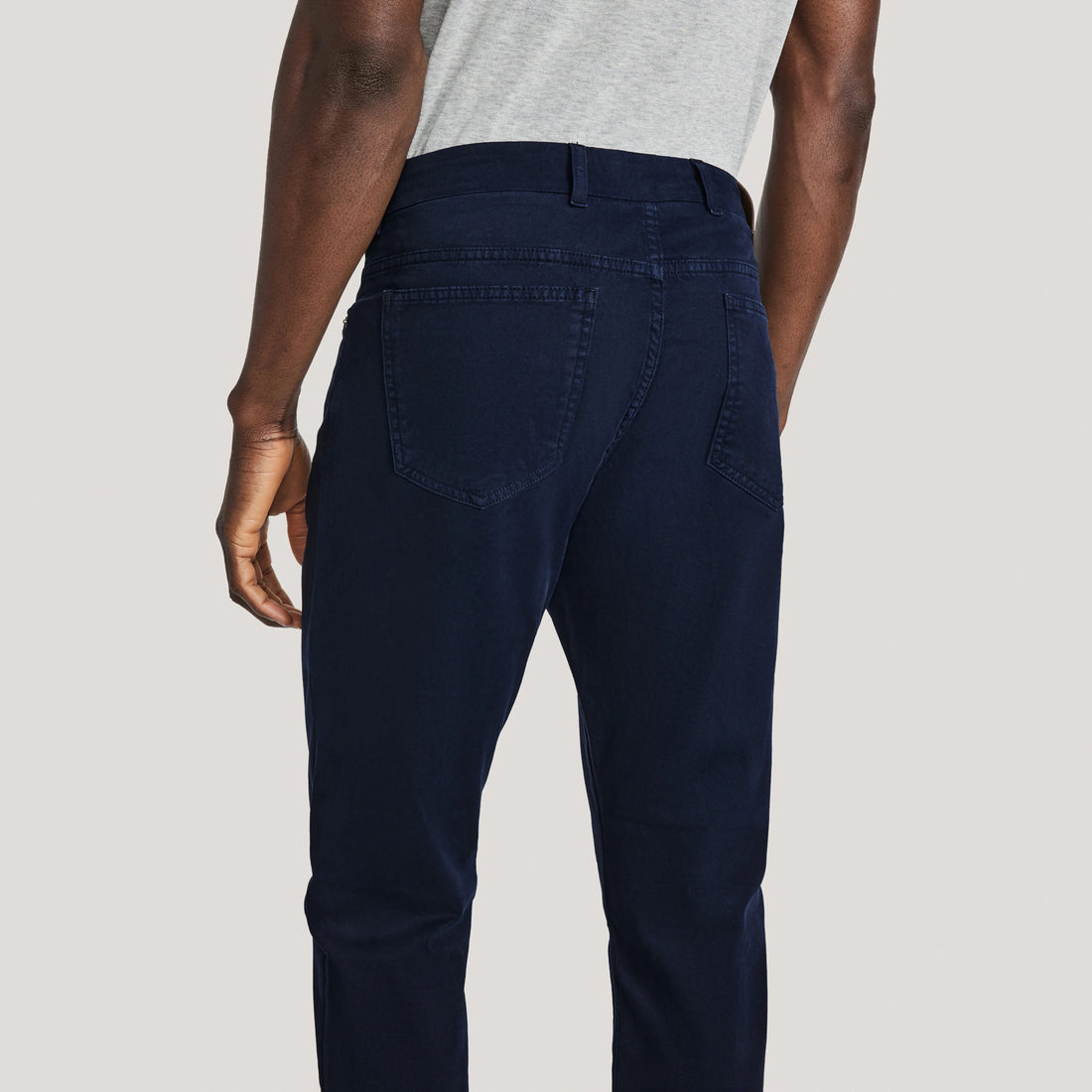 Navy Blue Jackie Brushed Cotton Modern Fit Five Pocket Pants - Jack Victor - Boutique Jacques International