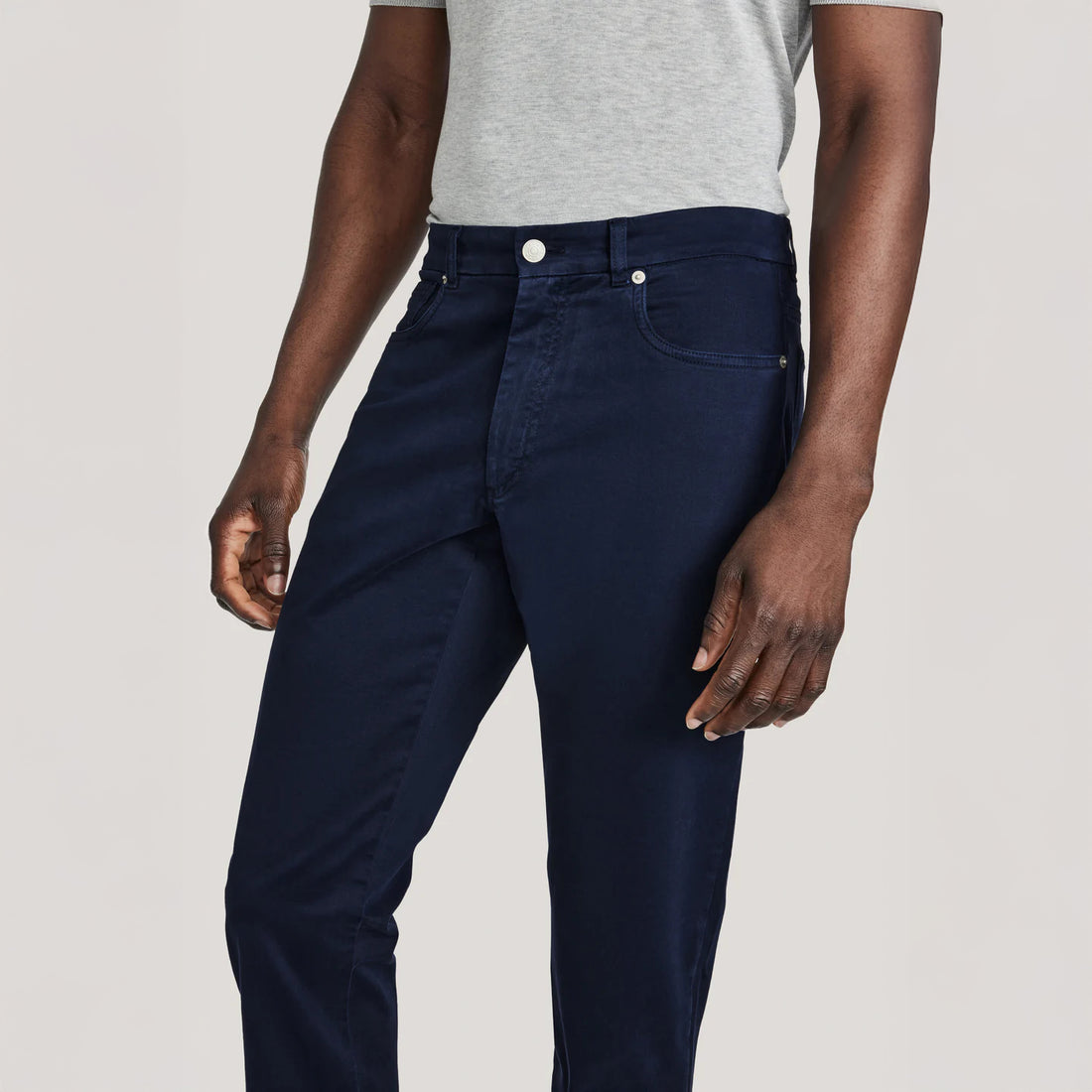 Navy Blue Jackie Brushed Cotton Modern Fit Five Pocket Pants - Jack Victor - Boutique Jacques International