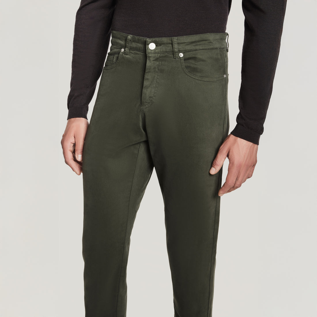 Green Jackie Brushed Cotton Modern Fit Five Pocket Pants - Jack Victor