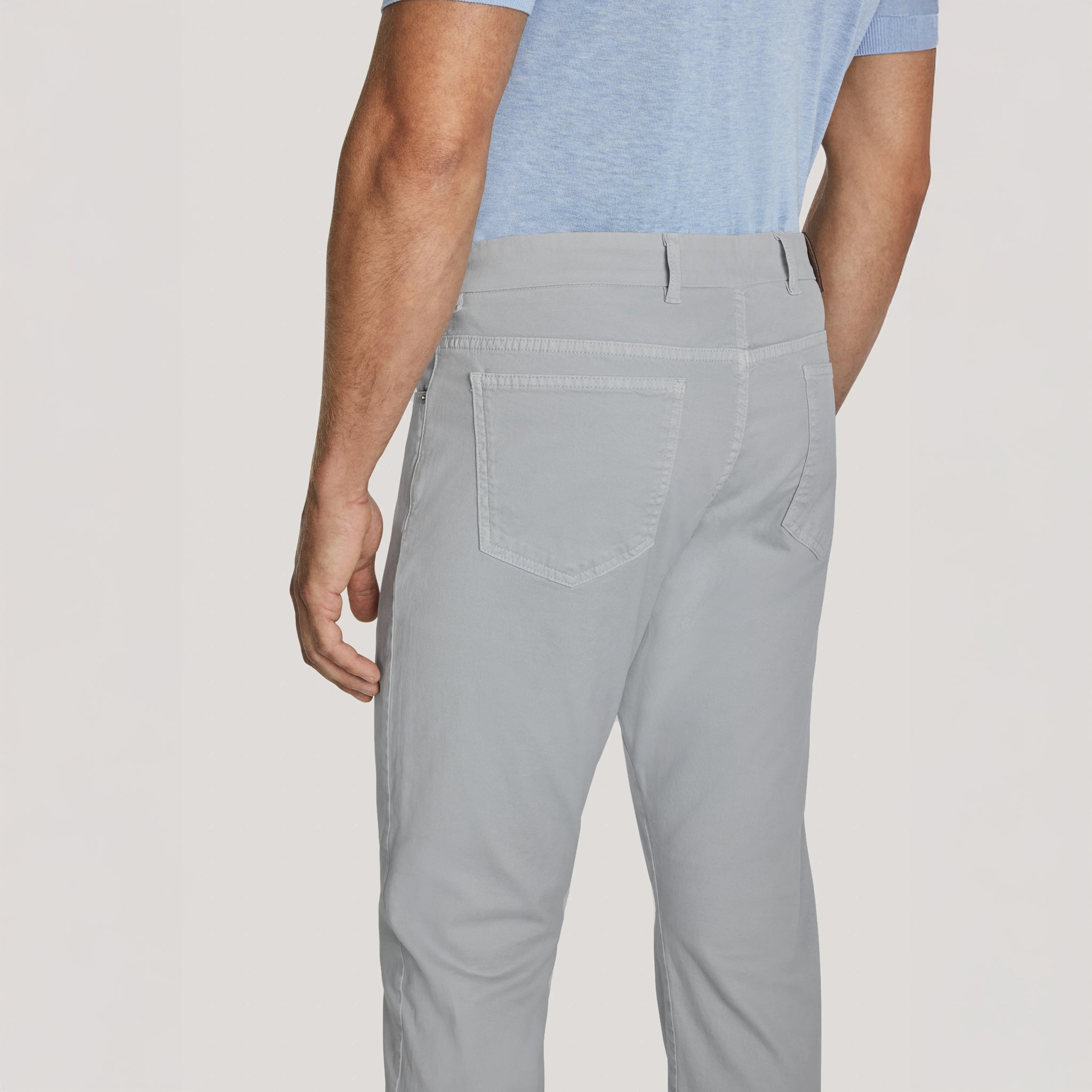 Light Gray Jackie Brushed Cotton Modern Fit Five Pocket Pants - Jack Victor - Boutique Jacques International