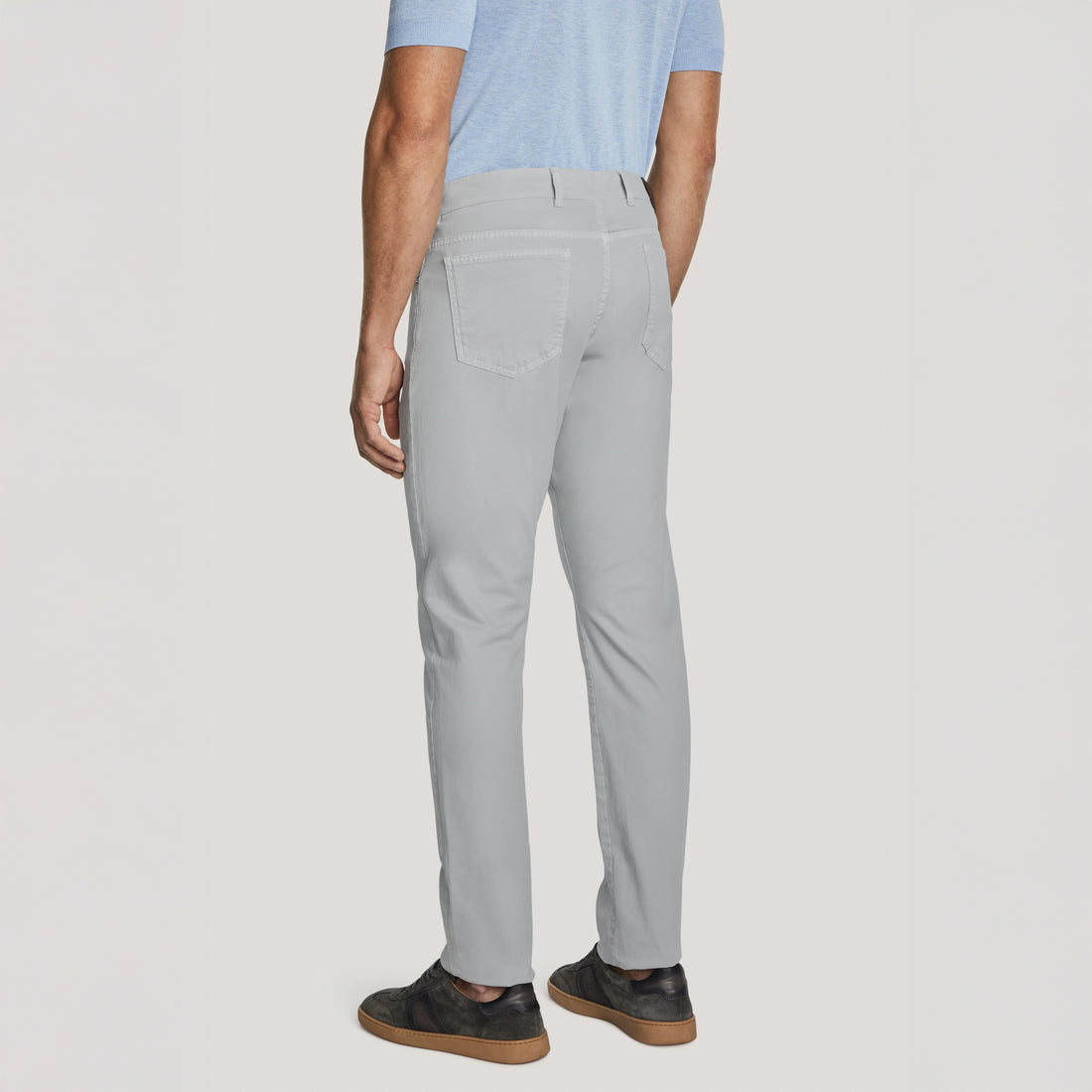 Light Gray Jackie Brushed Cotton Modern Fit Five Pocket Pants - Jack Victor - Boutique Jacques International