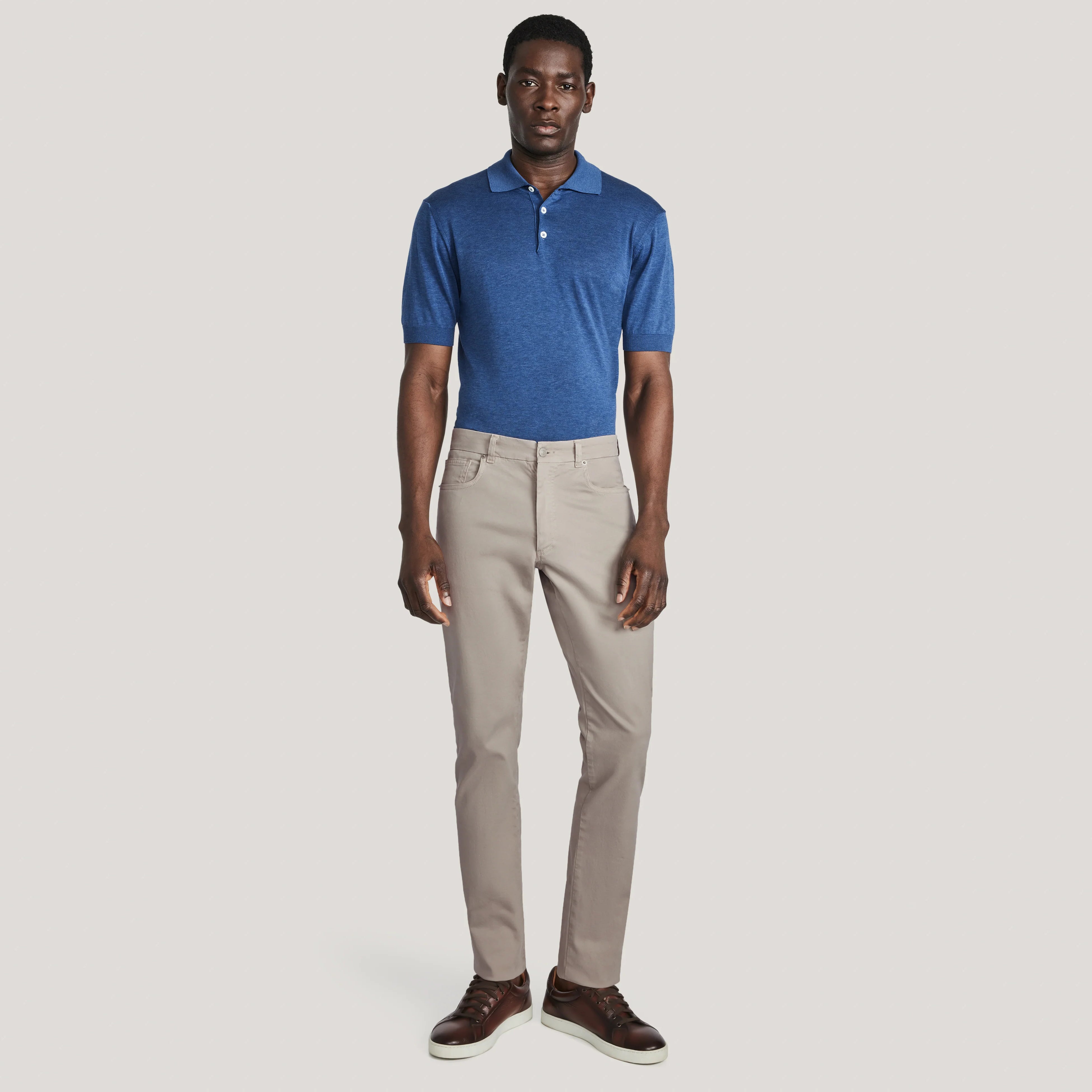 Sand Jackie Brushed Cotton Modern Fit Five Pocket Pants - Jack Victor - Boutique Jacques International