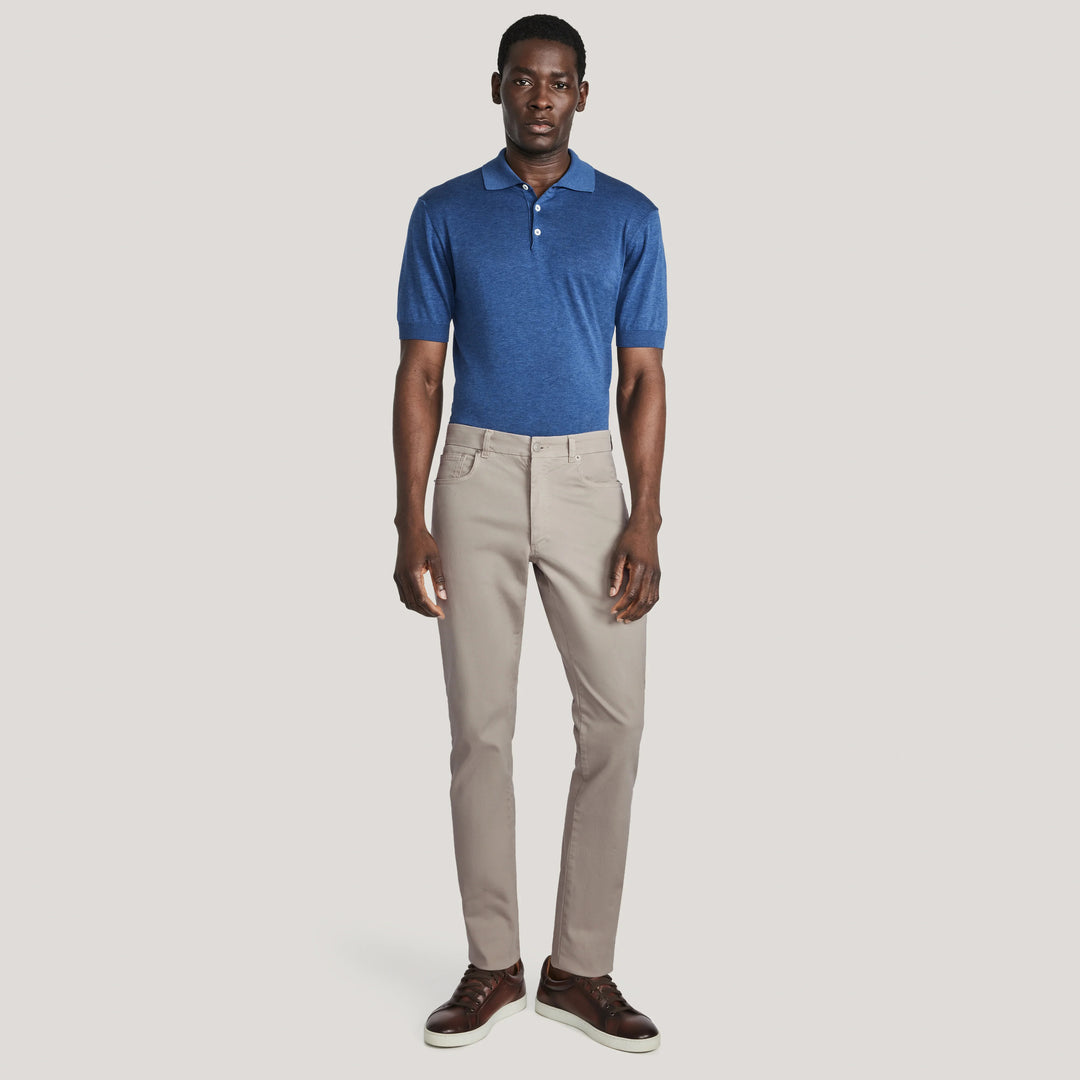 Sand Jackie Brushed Cotton Modern Fit Five Pocket Pants - Jack Victor